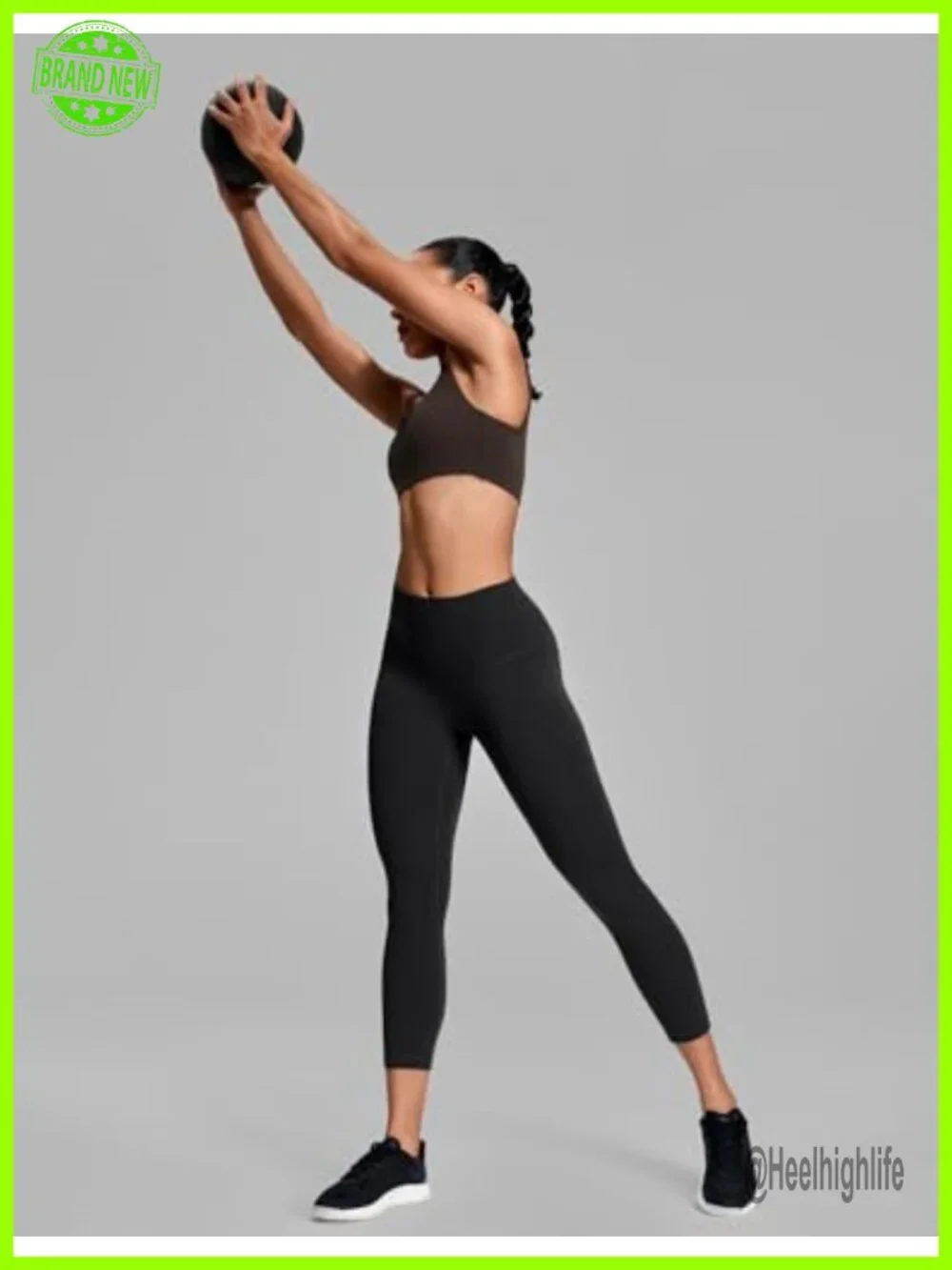 Workout Pro Leggings High Rise Nylon Lycra Compression Capri Athletic